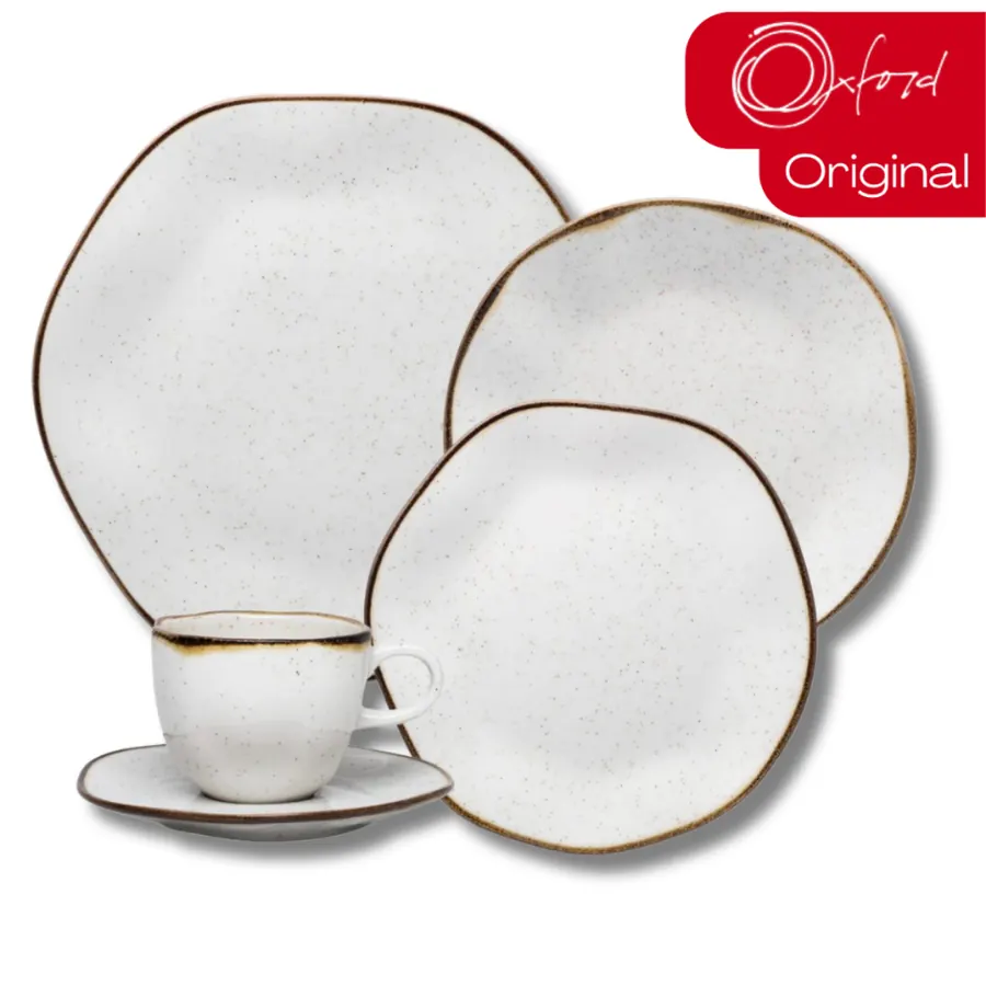 Aparelho de Jantar e Chá Porcelana 30 Peças Ryo Maresia Jogo de Pratos e Xícaras