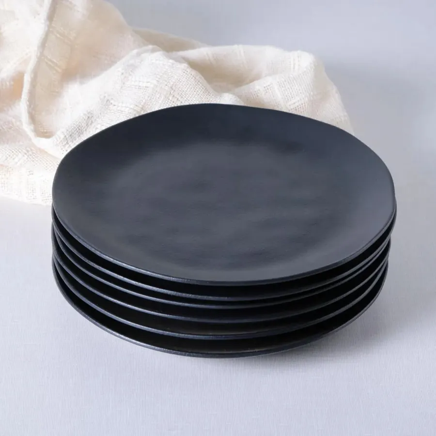 Conjunto com 30 Pratos Raso Orgânico Preto Matte Porto Brasil